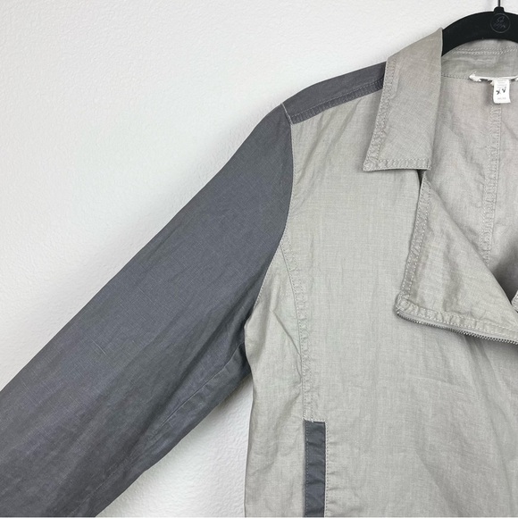 Eileen Fisher Women's Medium Coated Organic Linen Moto Jacket Full Zip Collared - Picture 5 of 16